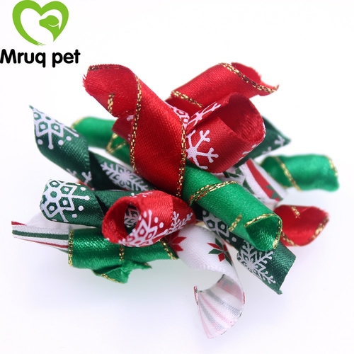 Main 50pcs Christmas Pet Dog Cat Hair Bows Dog Nice Hair Accessories Ribbon image