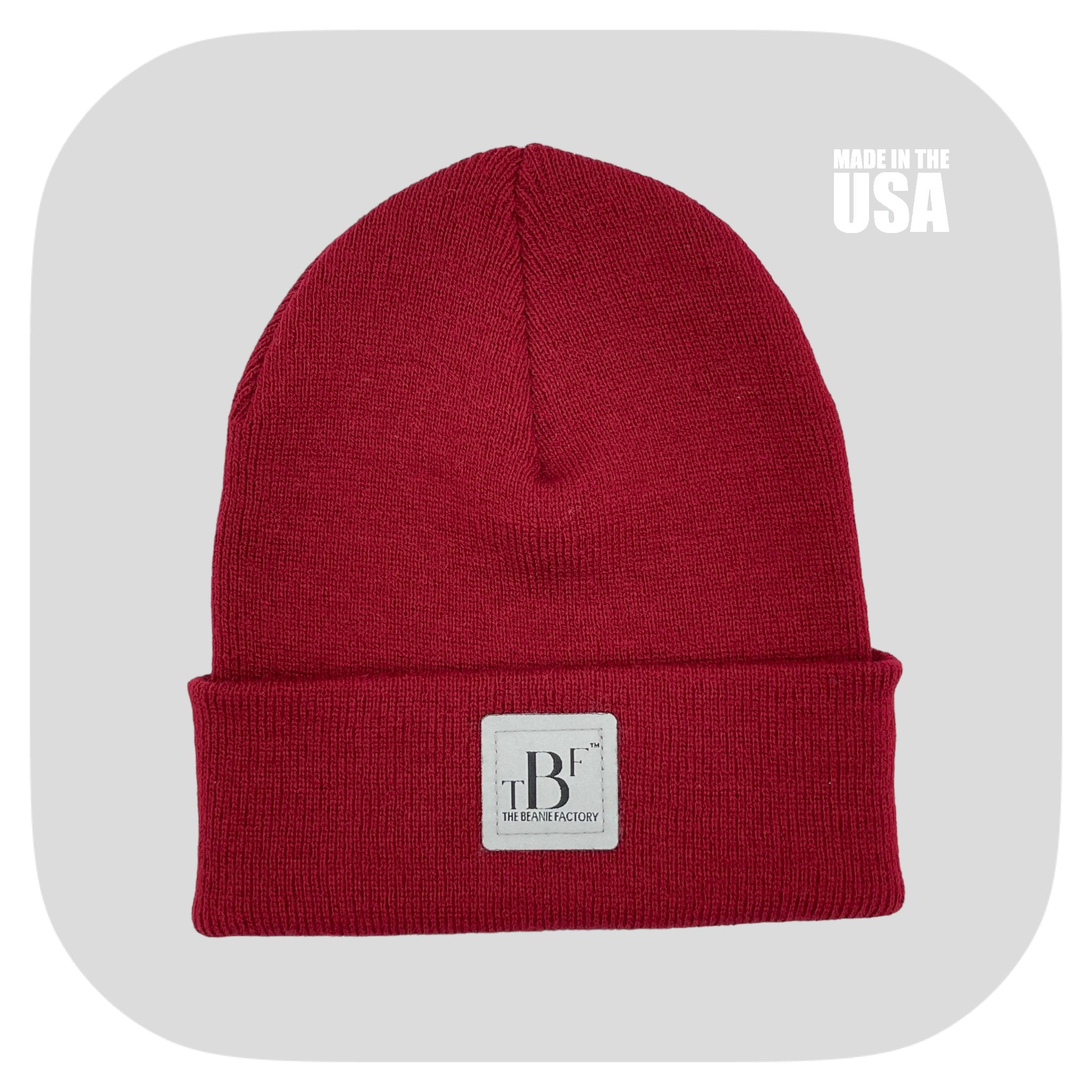 Main The Beanie Factory Cuffed Winter Hat, Made in U.S., Maroon Beanie image