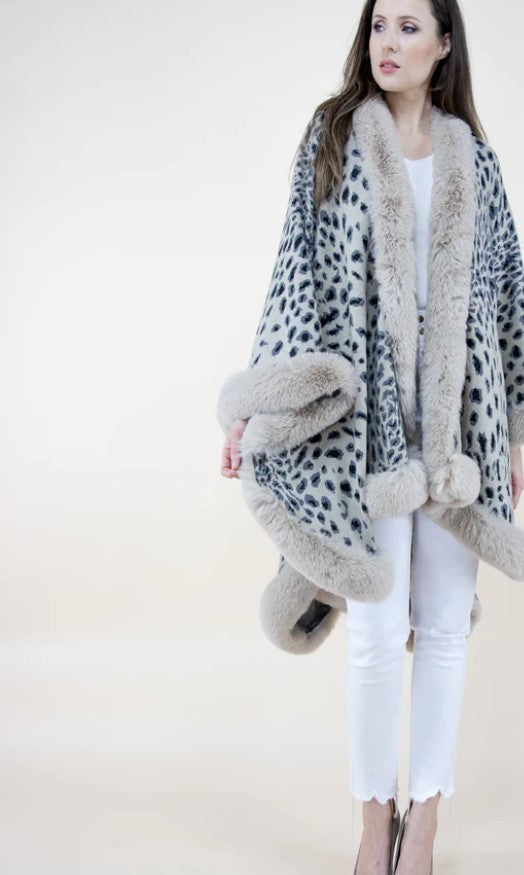 Main Cheetah print ruana w/ faux trim image
