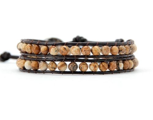 Main Couples Bracelets 2 layers Picture Stone Leather image