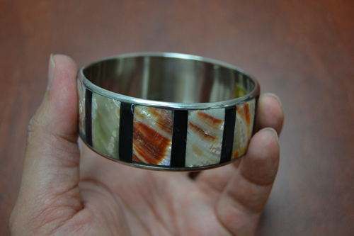 Main Red Mother of Pearl Stainless Steel Bangle image