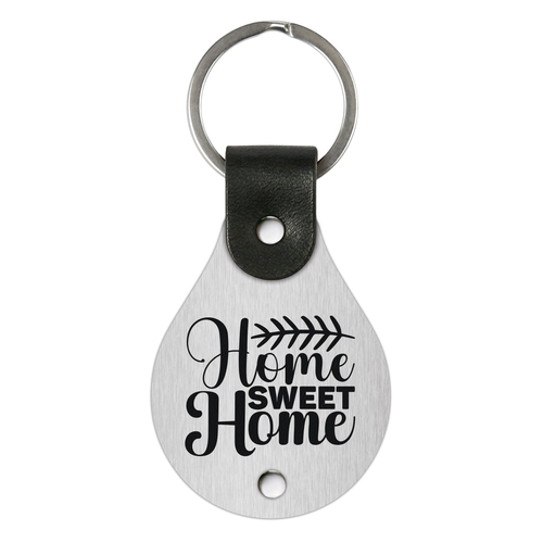 Main Leather keychain with stainless steel plate – Home sweet home II image