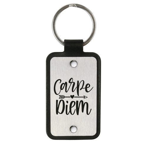 Main Leather keychain with stainless steel plate – Carpe Diem image