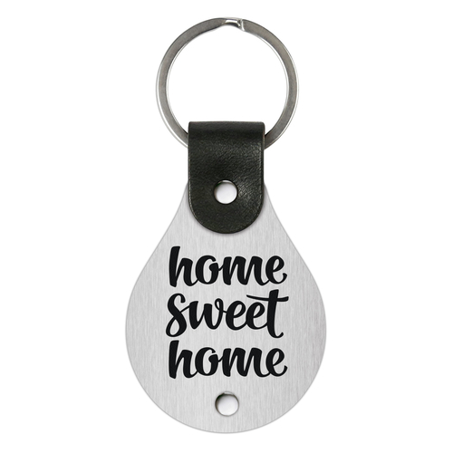 Main Leather keychain with stainless steel plate – Home sweet home image