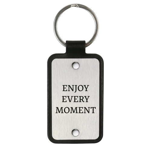 Main Leather keychain with stainless steel plate – Enjoy every moment image