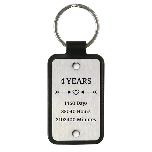 Main Leather keychain with stainless steel plate – 4 Years Together image