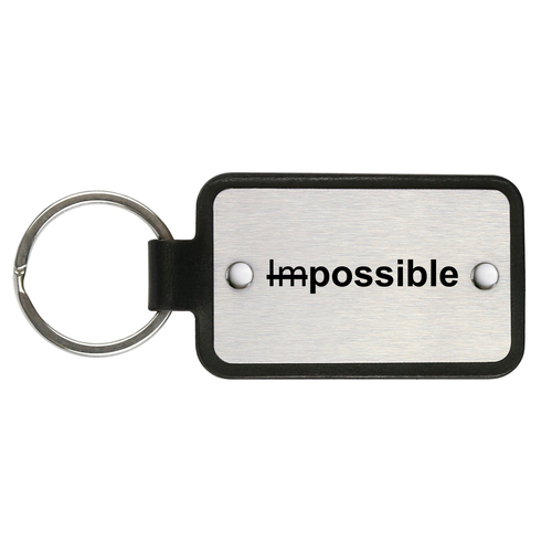 Main Leather keychain with stainless steel plate – Impossible image