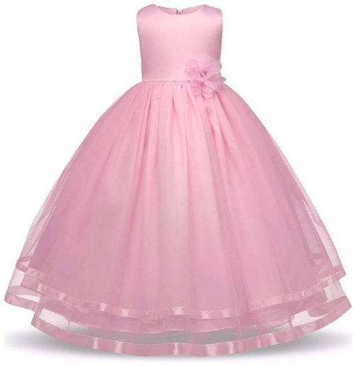 Main Girls Maxi/Full Length Party Dress  (Pink, Sleeveless) image