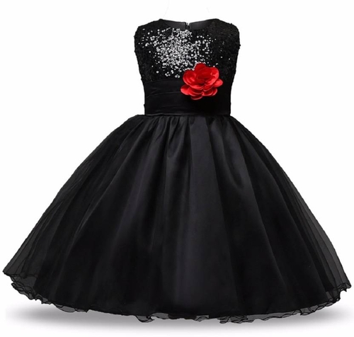 Main Girls Maxi/Full Length Party Dress  (Black, Sleeveless) image