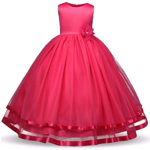 Main Girls Maxi/Full Length Party Dress  (Pink, Sleeveless) image
