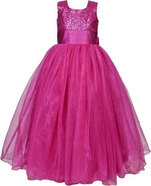 Main Girls Maxi/Full Length Party Dress  (Pink, Sleeveless) image