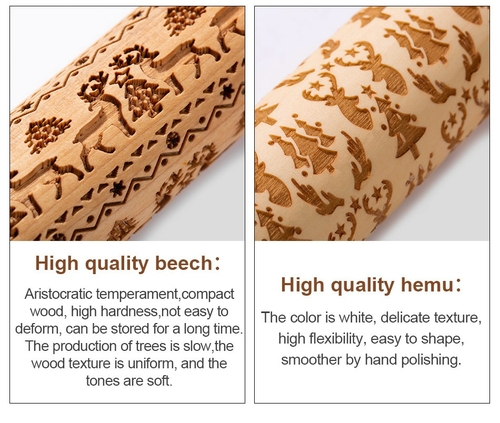 Main 35*5cm Christmas Embossing Rolling Pin Baking image