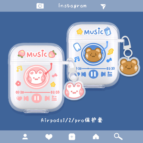 Main Cute bear rabbit airpods pro case airpods 3 case image