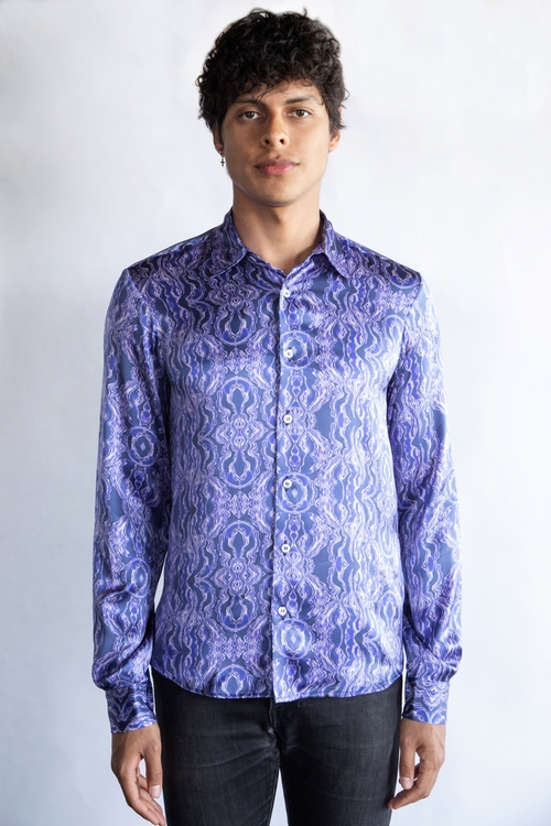 Main HYPNOTIC PURPLE 100% SILK SHIRT image