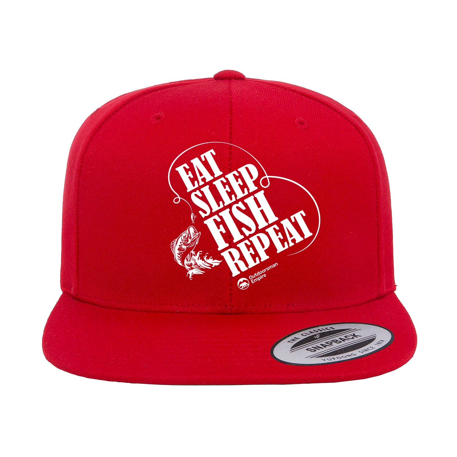 Main Eat Sleep Fish Repeat Embroidered Flat Bill Cap image
