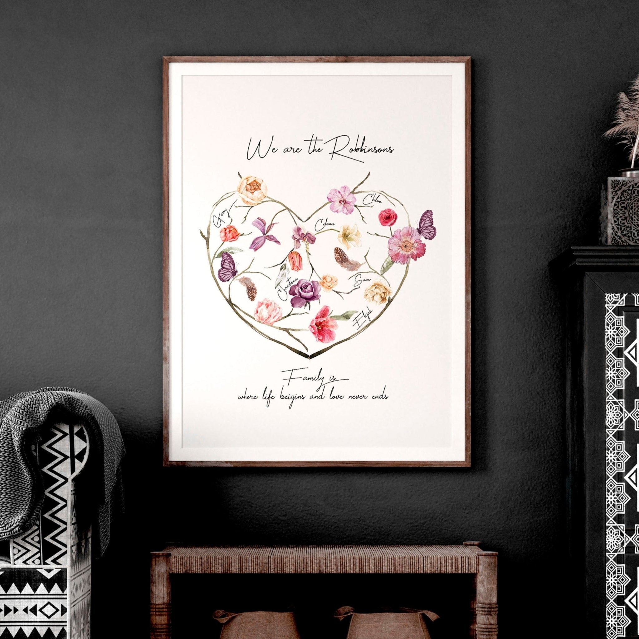 Main Family tree design wall art print image