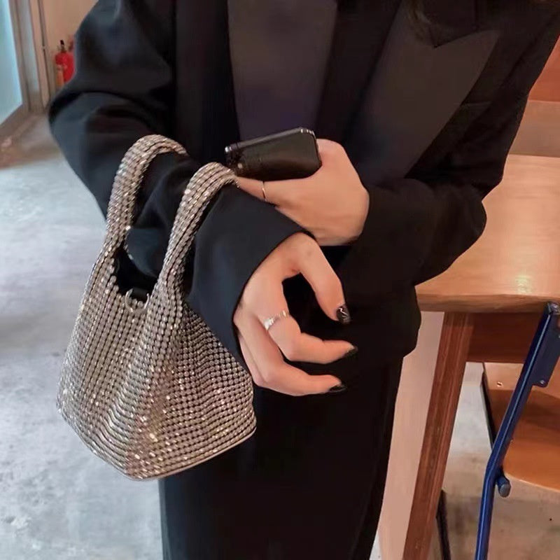 Main Full Diamond Bag Bucket Rhinestone Chain Purse image