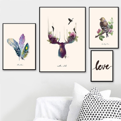 Main Colorful Feather Moose Deer Bird Leaf image