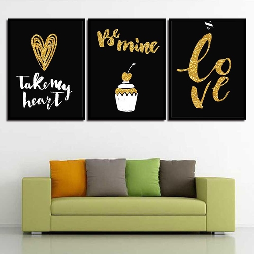 Main Minimalism Pictures Gold Love Heart Black image
