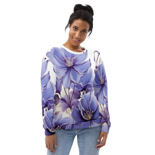 Main Graphic Sweatshirt for Women Purple Botanical Blooms image