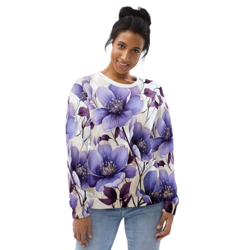 Main Graphic Sweatshirt for Women Purple Botanical Blooms image