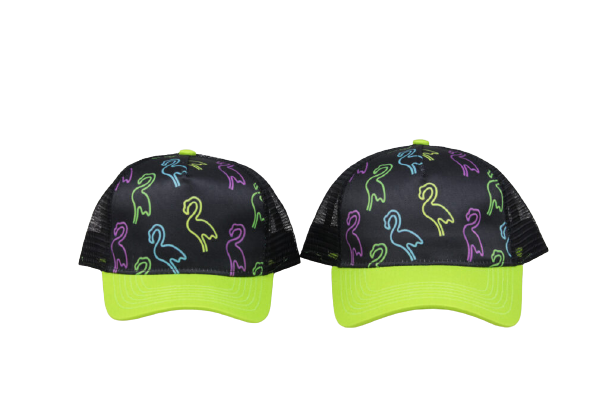 Main Green Retro Flamingo Trucker Hat image