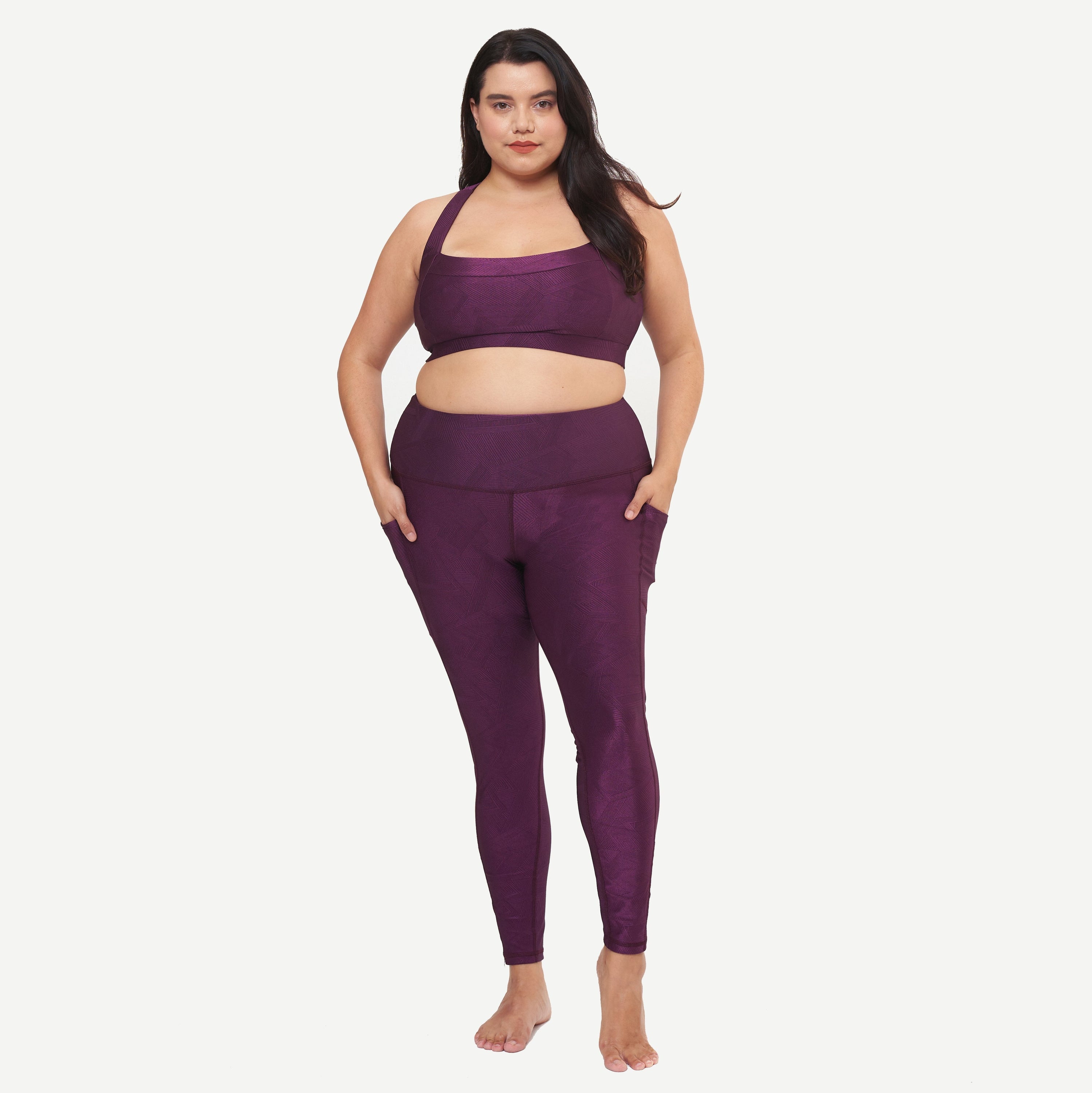 Main Hi-Rise Square Pocket Leggings - Sangria Geo Pattern image