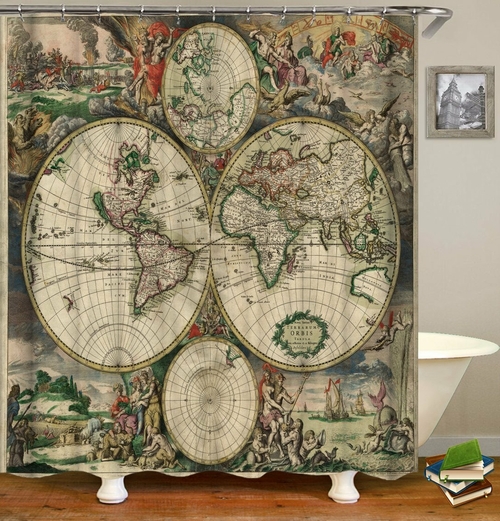 Main Vintage Globe Cut Shower Curtain image