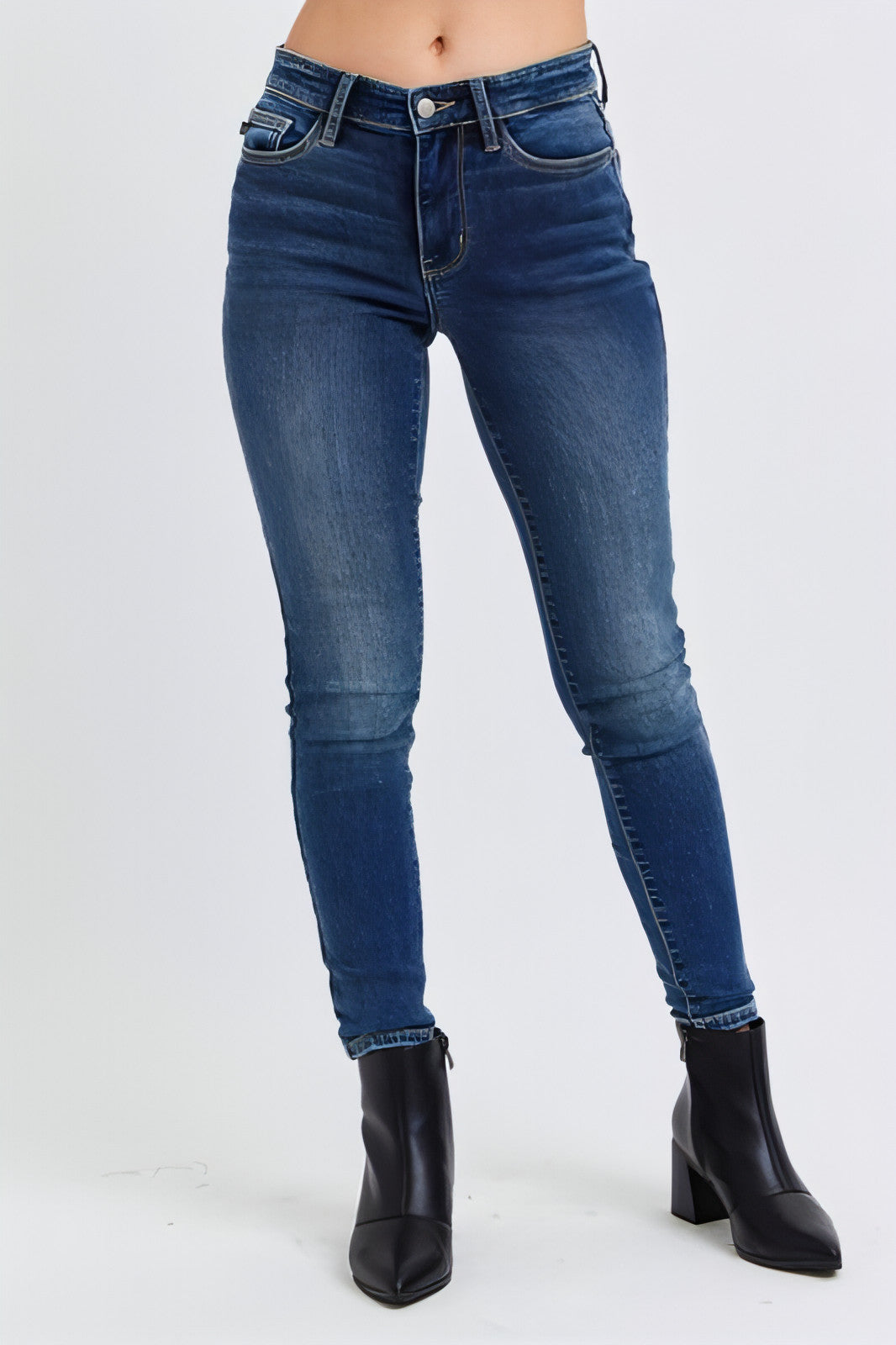 Main Judy Blue Full Size Run Mid-Rise Waist Skinny Jeans with Thermal image