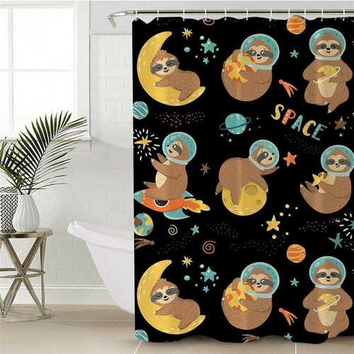 Main Funny Cool Sloth in Space Shower Curtain image