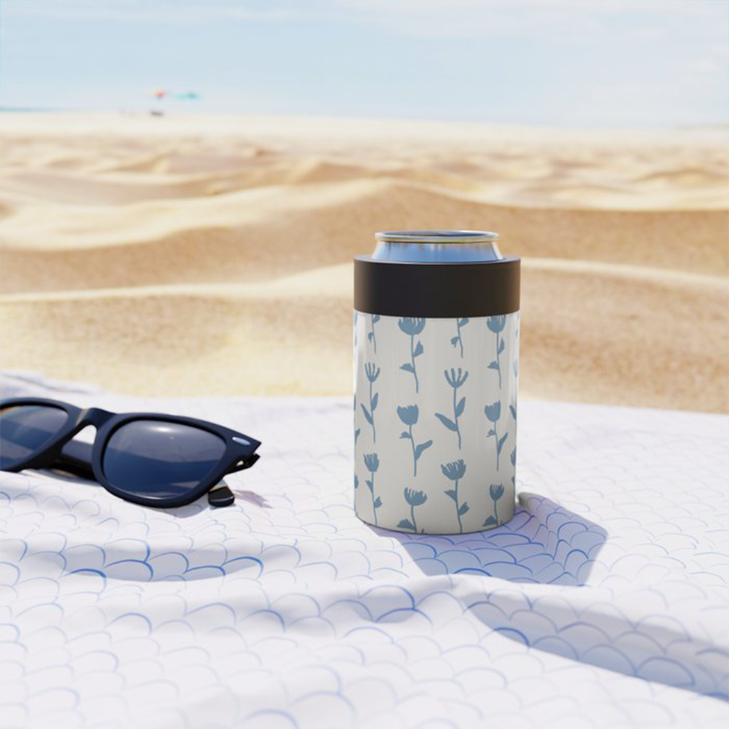Main Light Blue Flower Can Cooler/Koozie image