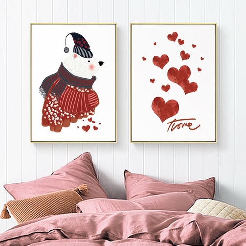 Main Little White Bear Canvas Painting Christmas Animal image