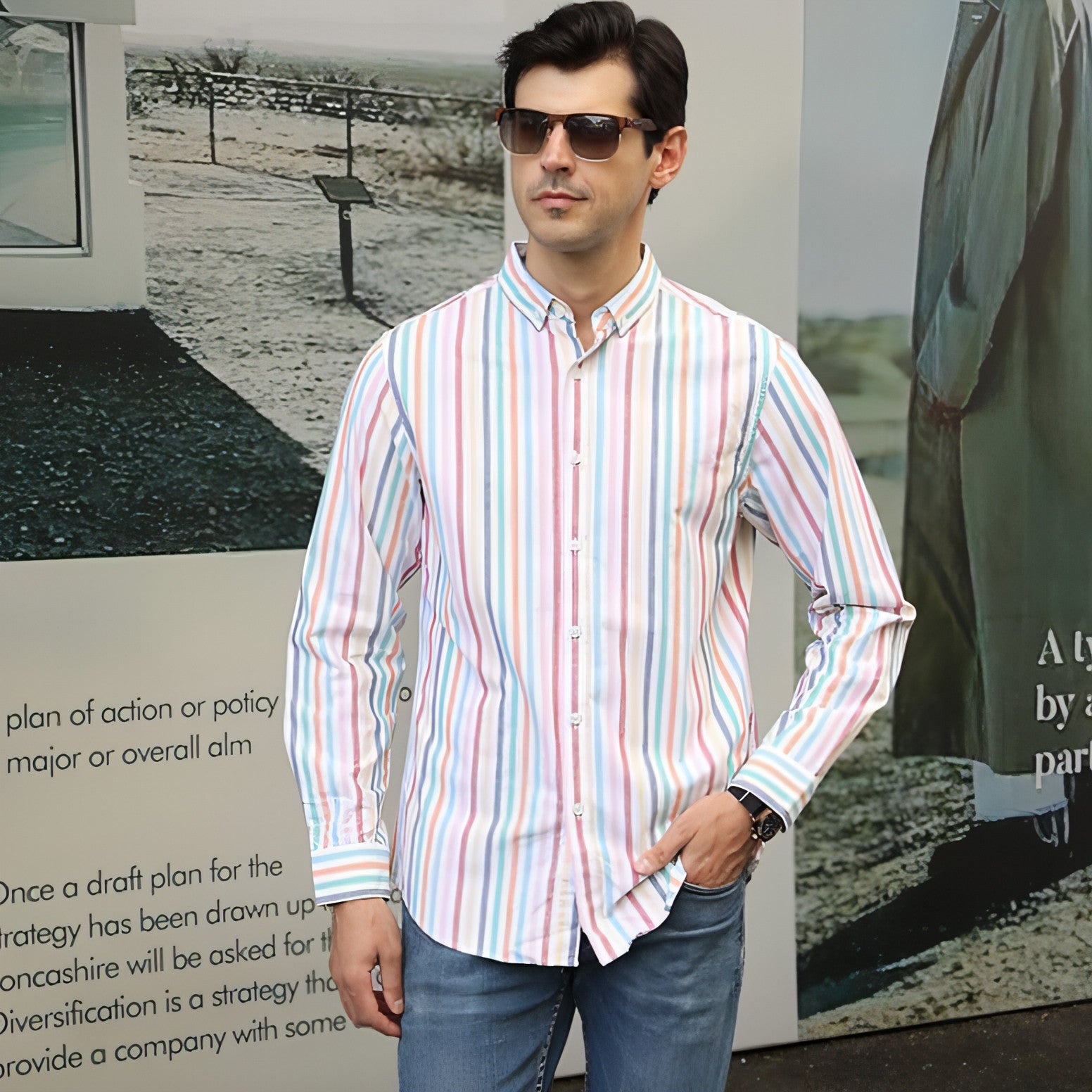 Main Long Sleeve Cotton Oxford Men's DressShirt image