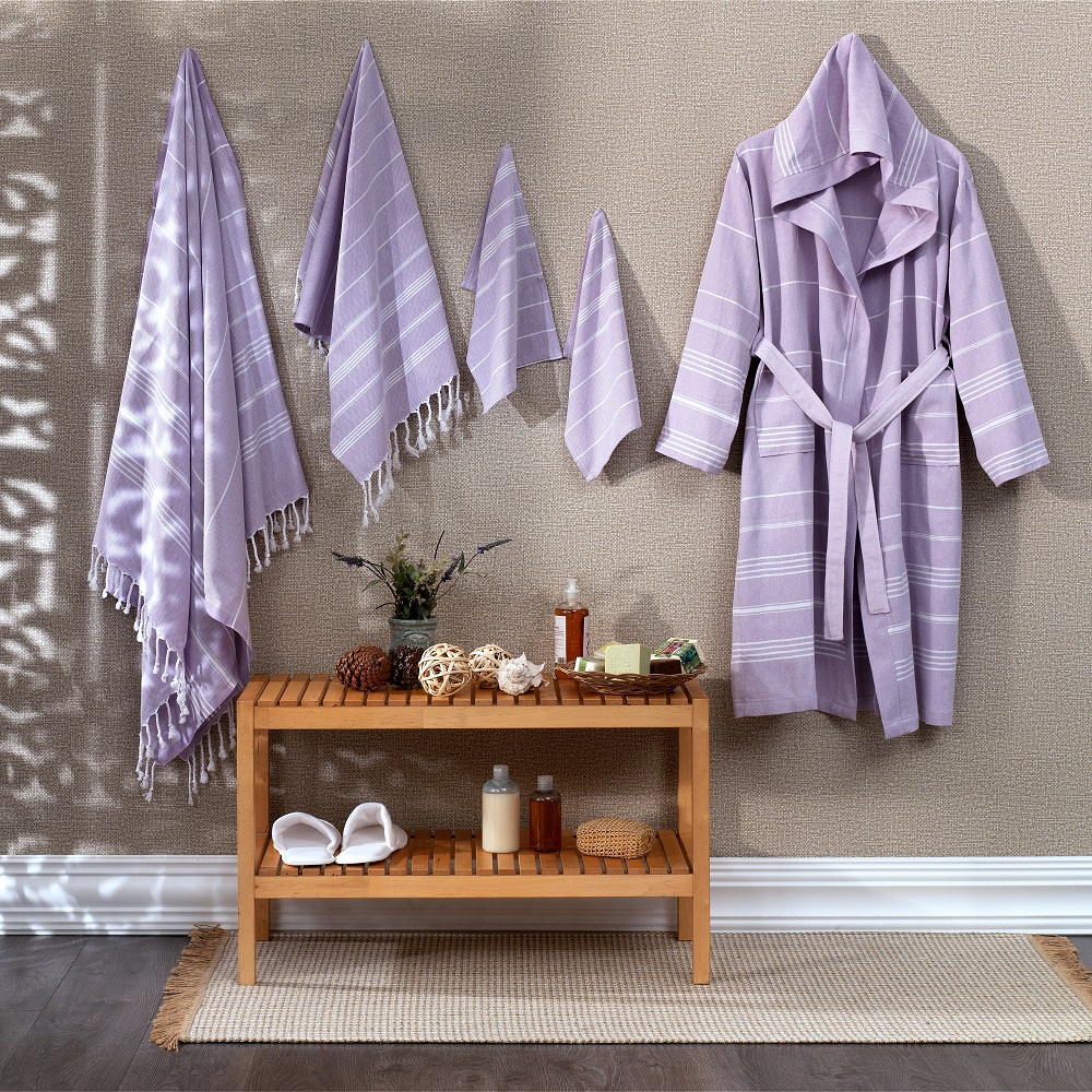 Main Marida Unisex Cotton Hammam Robe and Towel Set, 5 Pieces image