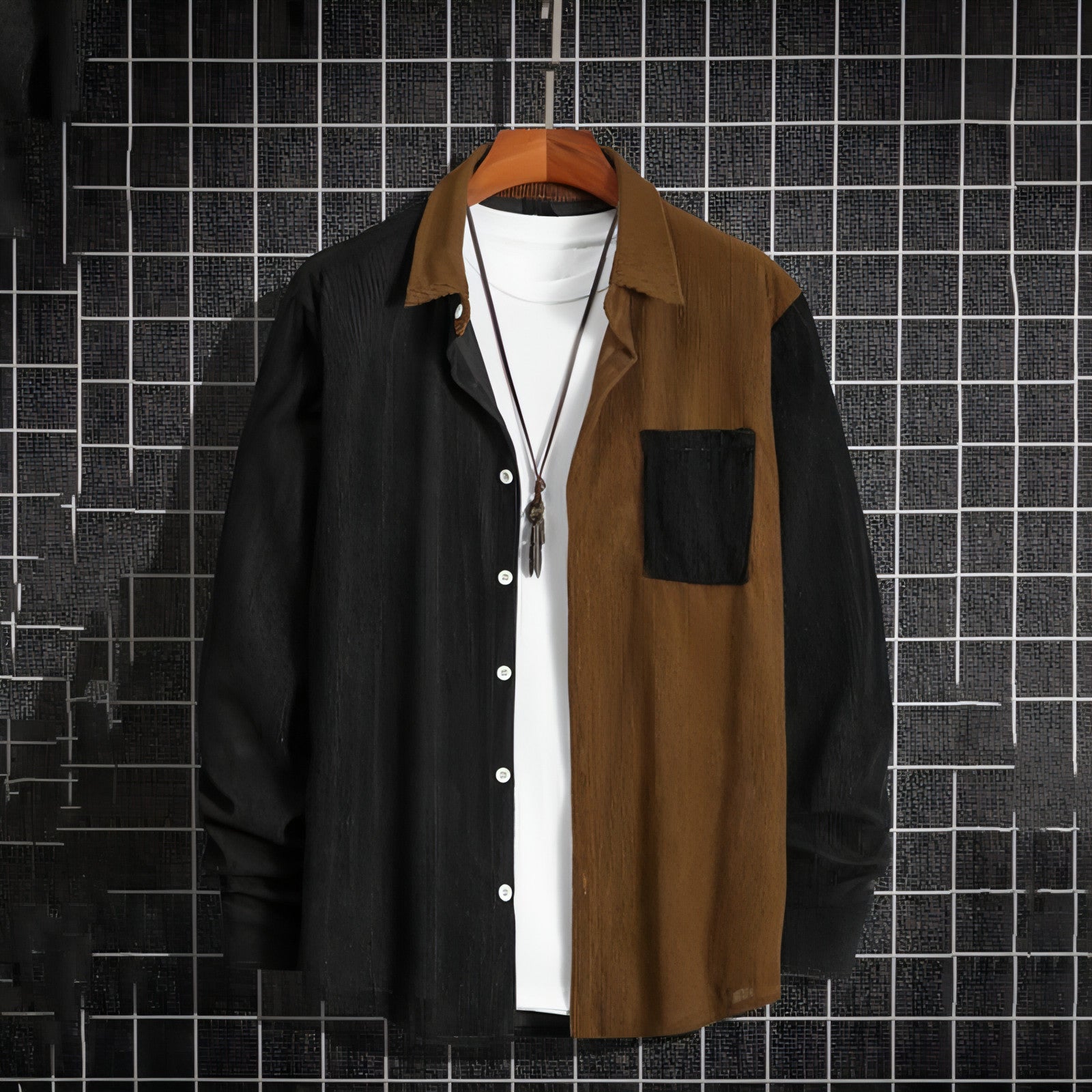 Main Men's Leisure Corduroy Long Sleeve Pocket DressShirt image