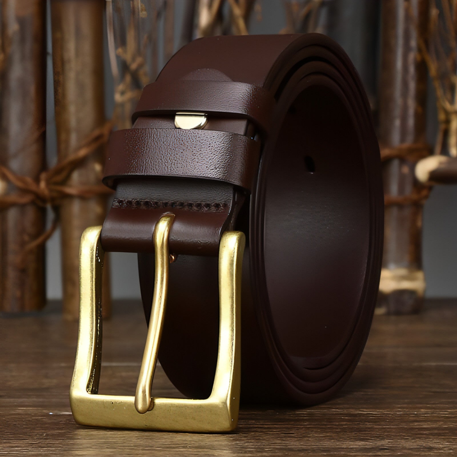Main Men's Leather Pin Buckle First Layer Cowhide Simple Glossy Casual image