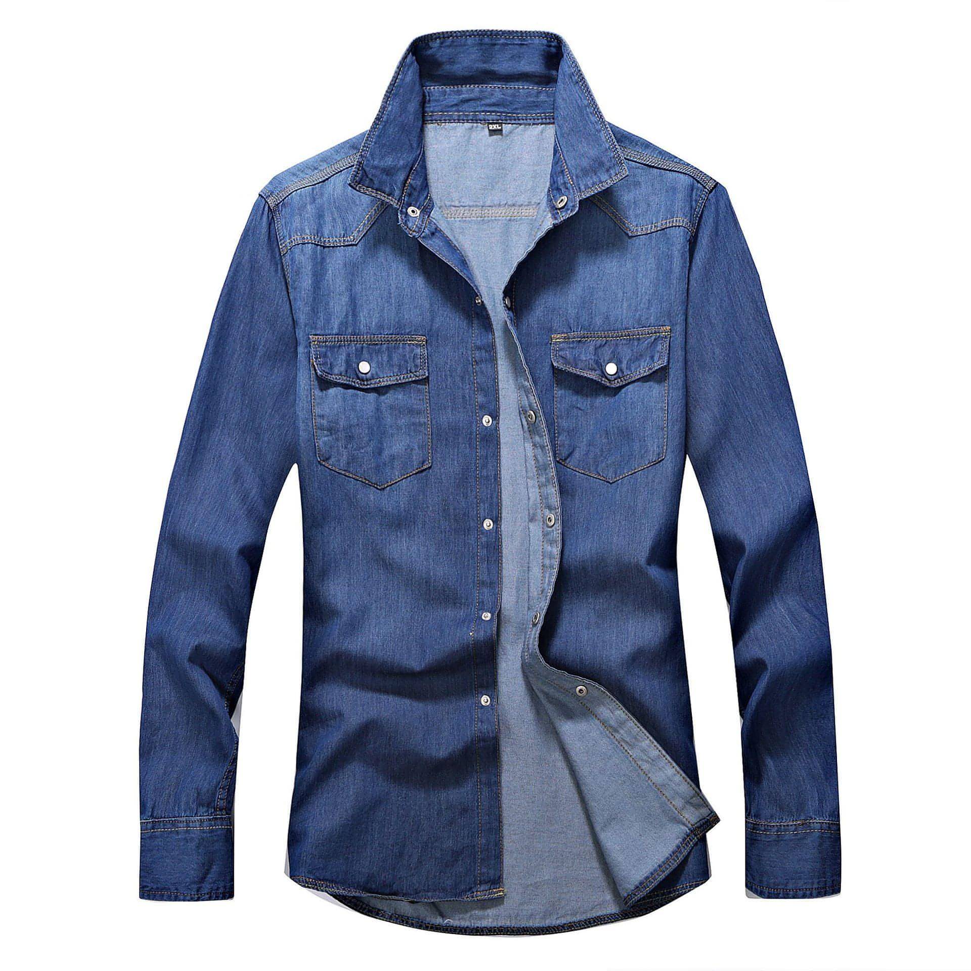Main Men's Slim Fit Denim Long Sleeve DressShirt image
