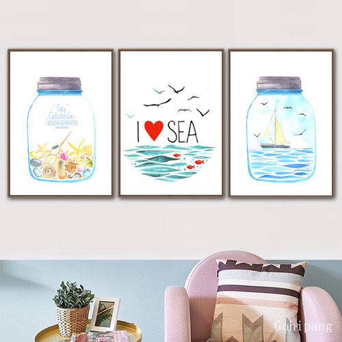 Main Nordic Cartoon Poster Watercolor Abstract Sea Mew image