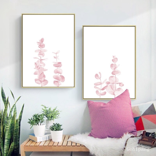 Main Pink Eucalyptus Leaves Nordic Posters and Prints image