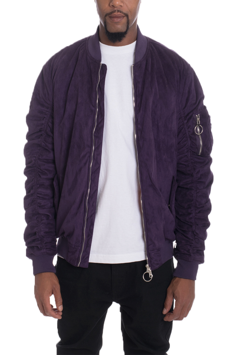 Main Plum Faux Suede Tagged Bomber image