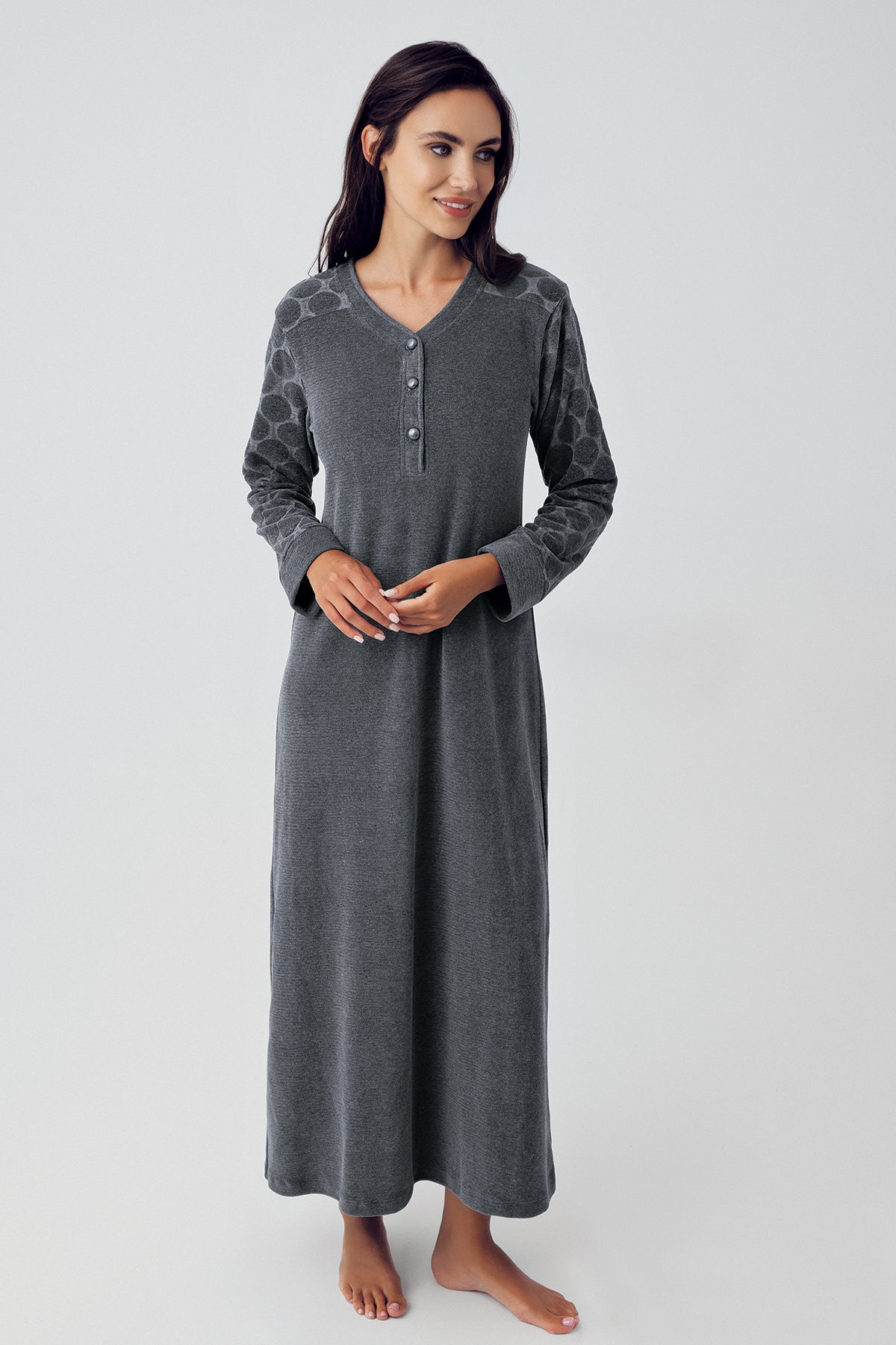Main Shopymommy 15101 Terry Jacquard Maternity & Nursing Nightgown image