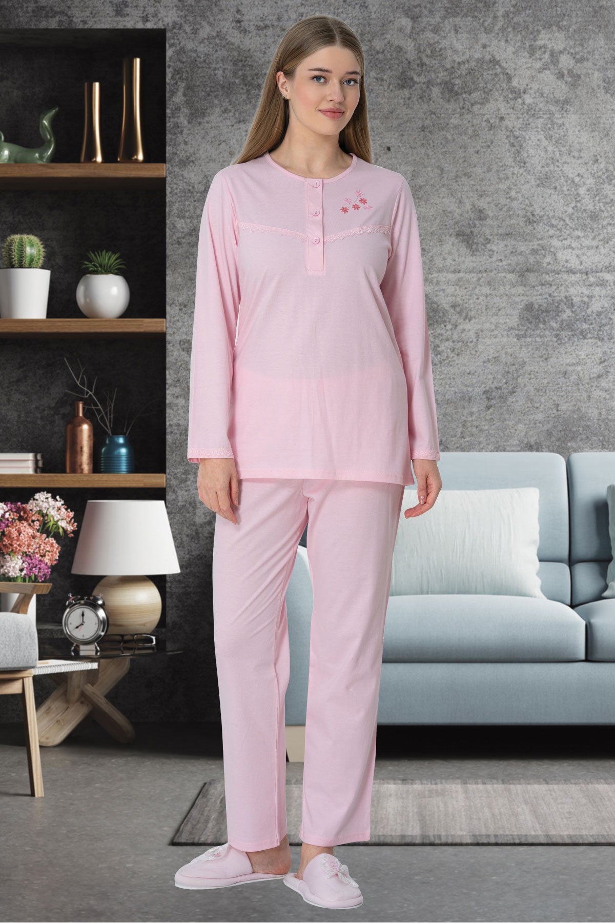 Main Shopymommy 5637 Cotton Plus Size Maternity & Nursing Pajamas Pink image