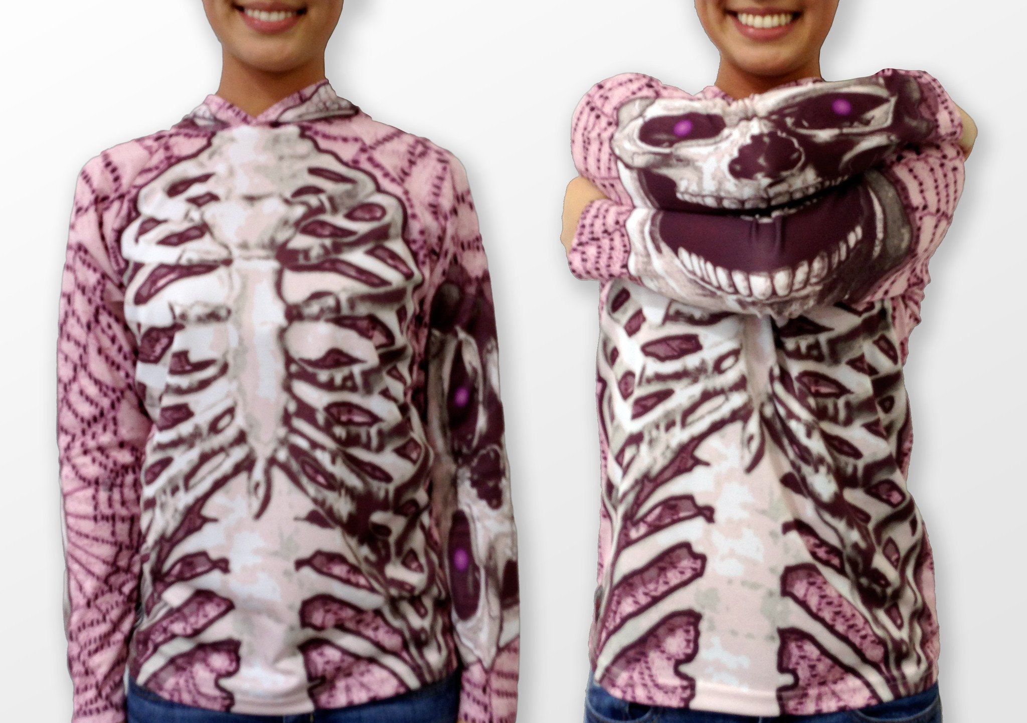 Main SKELETON in PINK Hoodie Chomp Shirt by MOUTHMAN® image