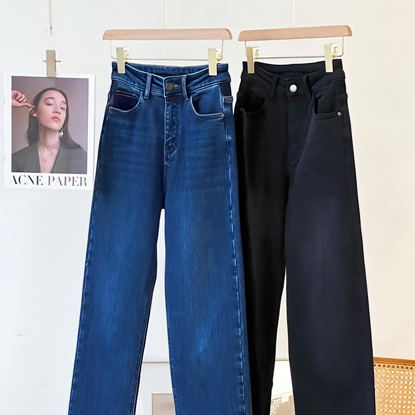 Main Vintage Handmade Embroidered Warm Washed Jeans Women image