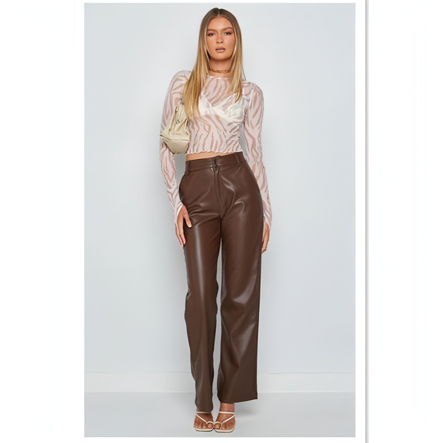 Main Women's High Elastic PU Leather Pants (Jeans) image