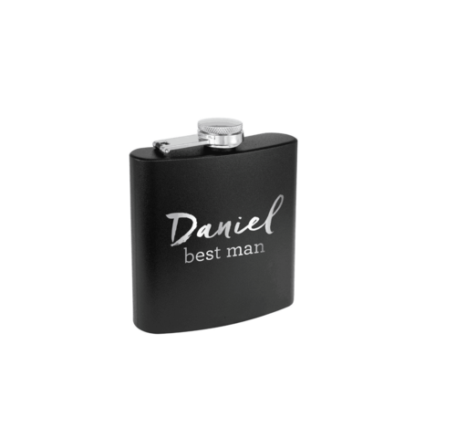 Main Groomsman Gift, Personalized Flask,Silver Engraved Flask image