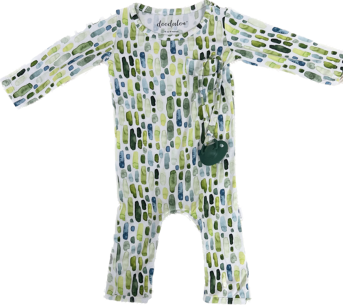 Main Green and Bear It - Doodalou Bamboo Baby Romper - 12 - 18 Months image